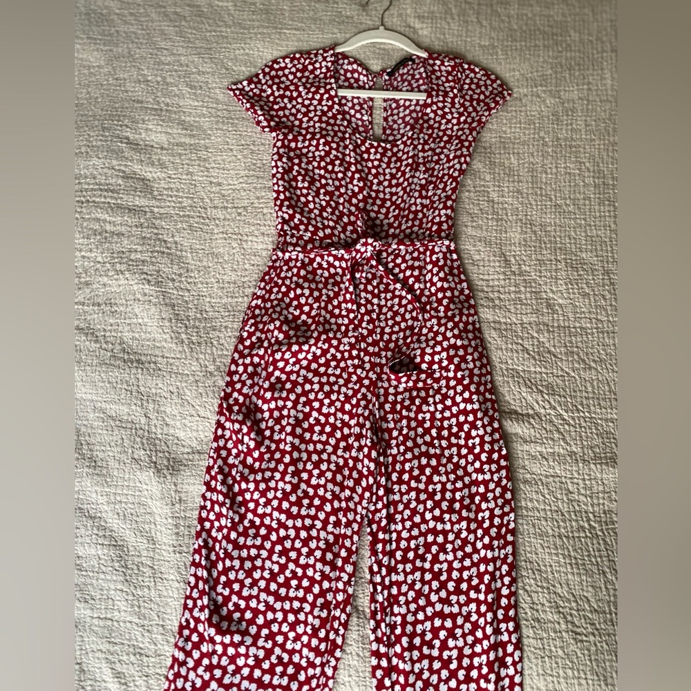 Abercrombie & Fitch Red Floral Jumpsuit